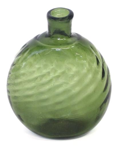 Appraisal: Blown green glass Pitkin flaskmid-western united states circa