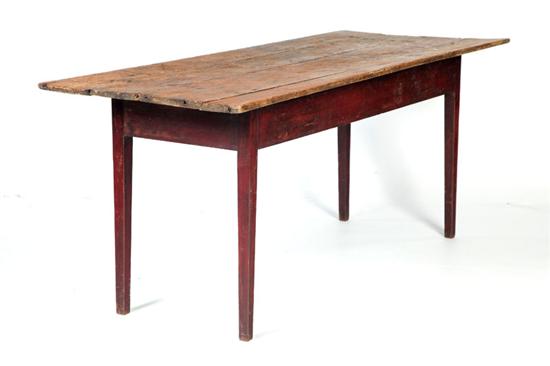 Appraisal: COUNTRY HEPPLEWHITE HARVEST TABLE American th century hardwood Old red