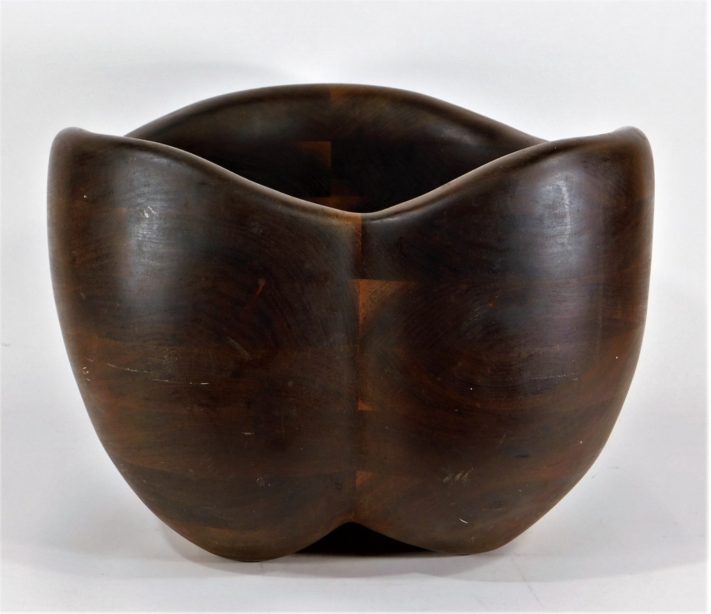 Appraisal: MCM ORGANIC FREEFORM CARVED HARDWOOD BOWL United States th CenturyCarved