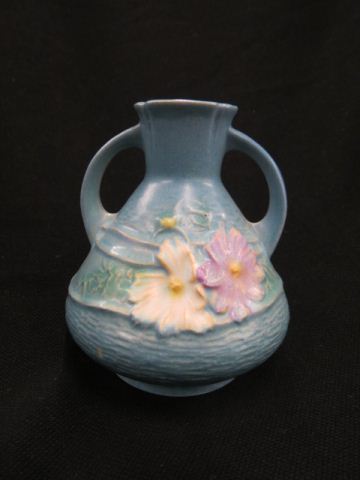 Appraisal: Roseville Cosmos Pottery Vase blue - handled excellent