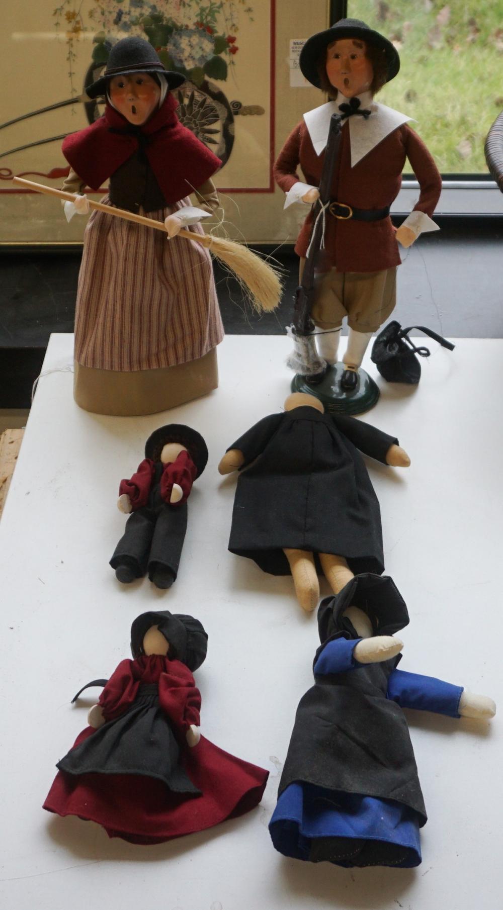 Appraisal: PAIR OF BYERS CHOICE CLOTH FIGURES AND FOUR AMISH TYPE