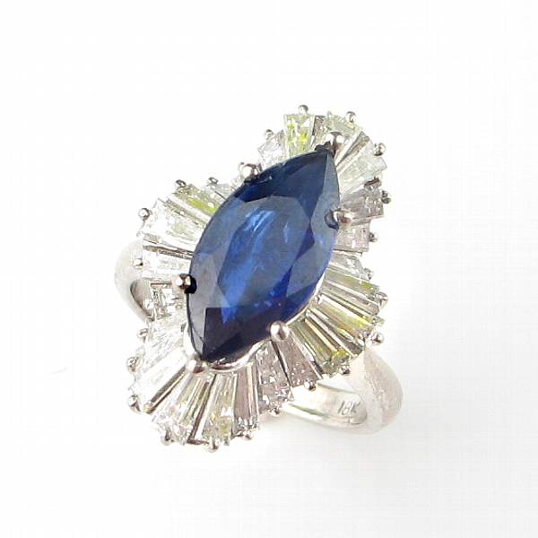 Appraisal: A marquise cut sapphire diamond and k white gold ballarina