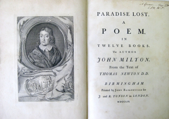 Appraisal: MILTON JOHN Paradise Lost Etched frontispiece portrait of Milton lxxii