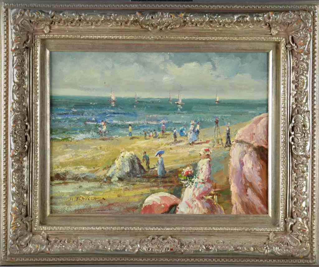 Appraisal: Signed Impressionist Oil Painting on CanvasPainted to depict a beach