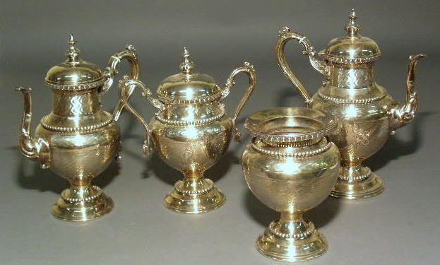 Appraisal: Silverplate tea service by Meriden four pieces tallest h