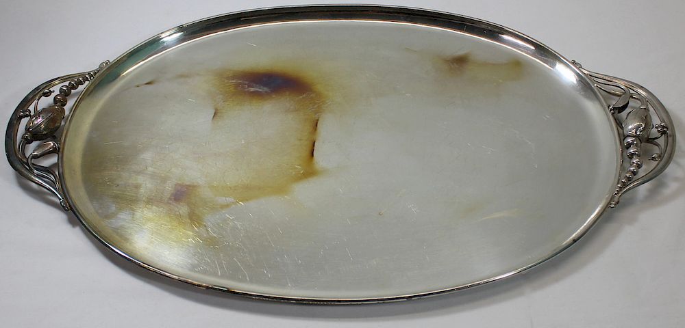 Appraisal: STERLING Georg Jensen Blossom Serving Tray E Georg Jensen sterling