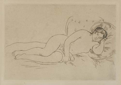 Appraisal: PIERRE-AUGUSTE RENOIR Femme nue couch tourn e droite eme planche