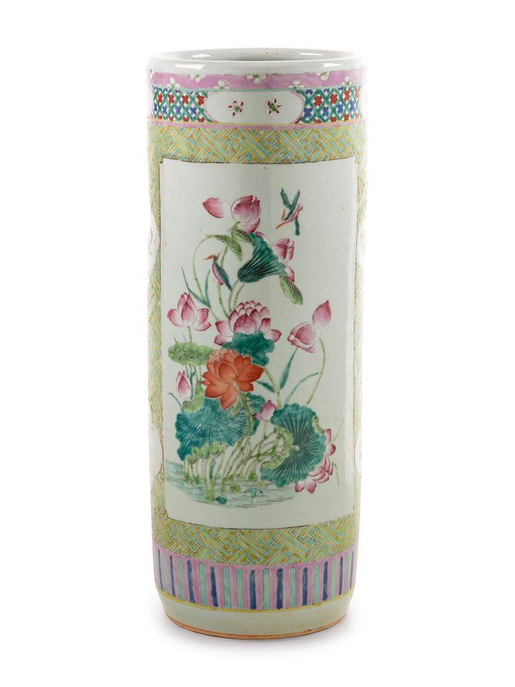 Appraisal: A Famille Rose Porcelain Umbrella Stand A Famille Rose Porcelain