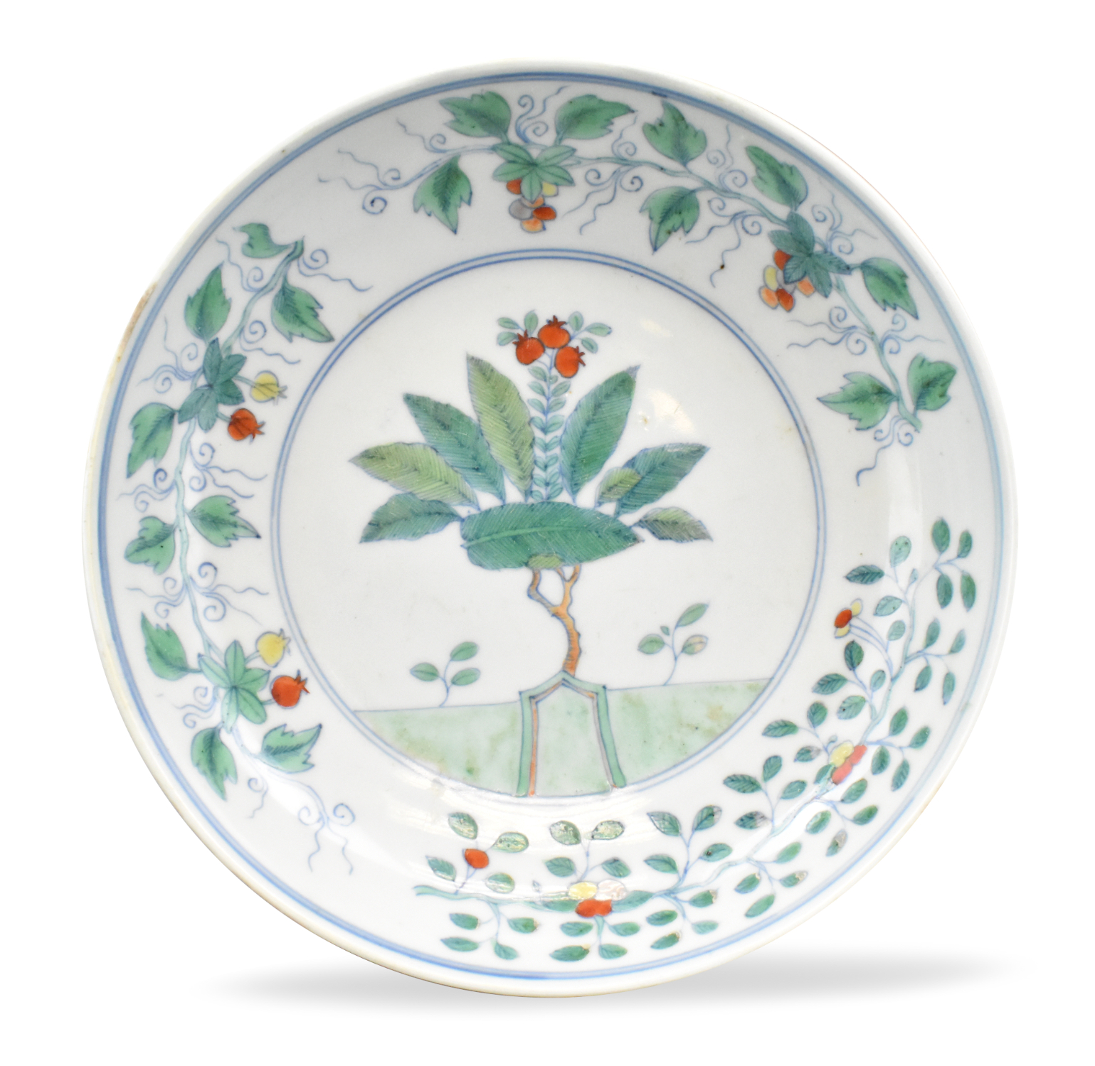 Appraisal: A magnificent Chinese doucai glazed floral plate dating from the