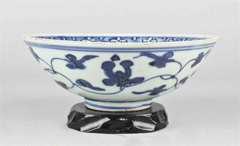 Appraisal: CHINESE BLUE AND WHITE SHALLOW BOWL MING DYNASTY a shallow