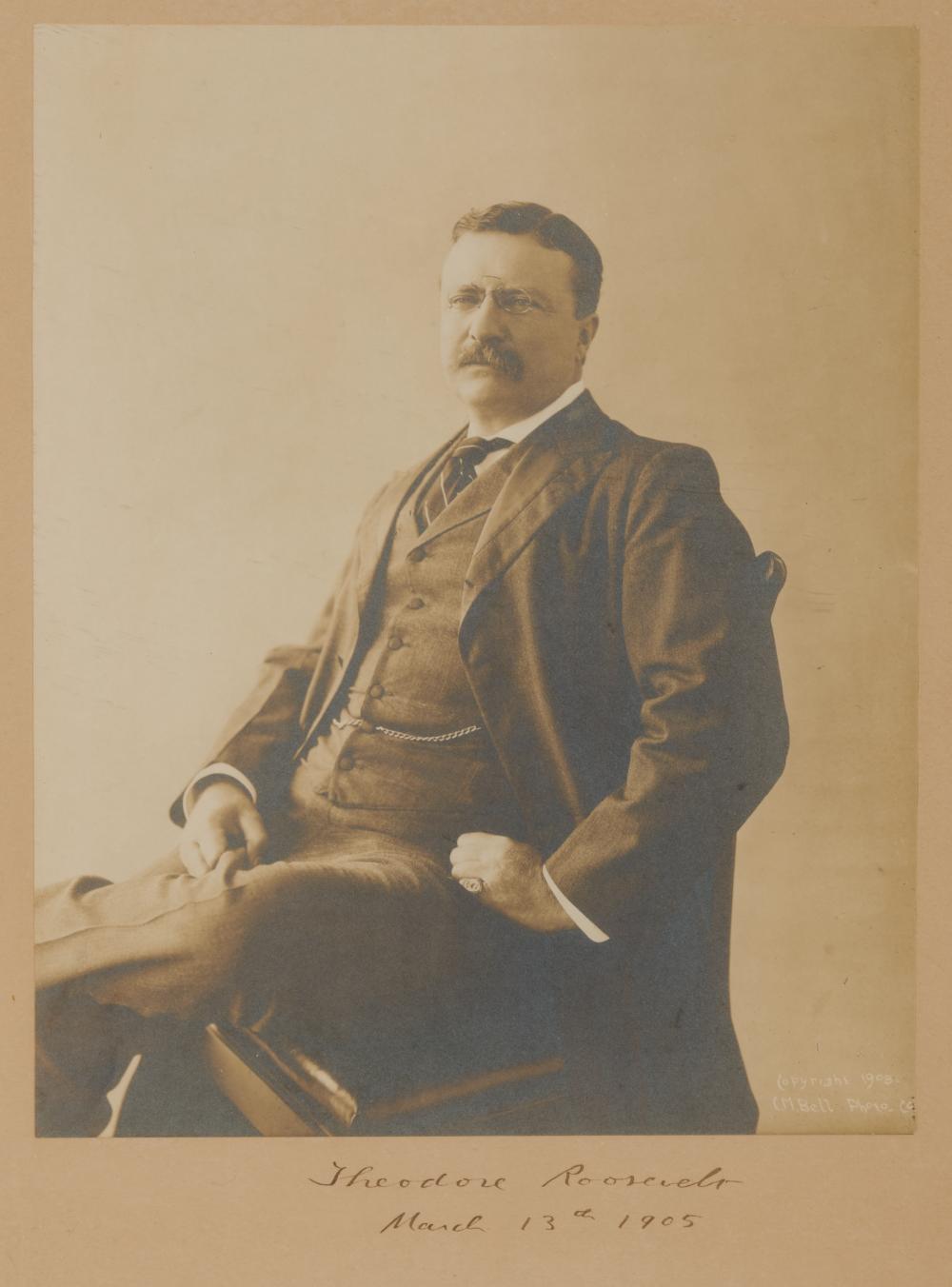 Appraisal: Hand-Signed Three Quarters Photograph of President Theodore Roosevelt the photograph