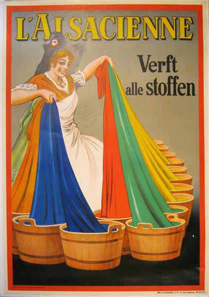 Appraisal: piece Hand-Colored Lithographic Poster Dorfi Albert Dorfinant L'Alsacienne Verft alle