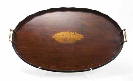 Appraisal: A Georgian Style Butler's Tray of oval form centered with