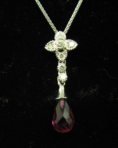 Appraisal: TOURMALINE DIAMOND AND FOURTEEN KARAT WHITE GOLD PENDANT NECKLACE The