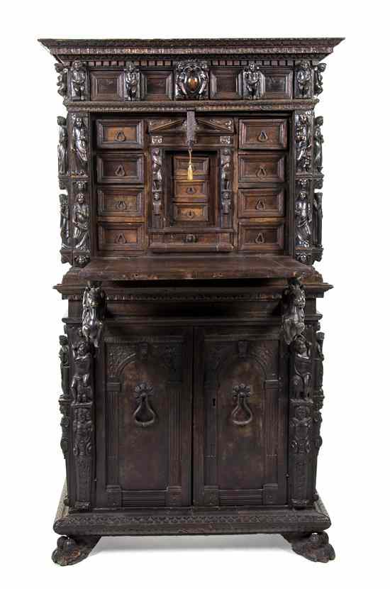 Appraisal: A Venetian Renaissance Revival Carved Walnut Secretaire th th century