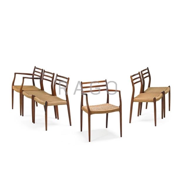 Appraisal: NIELS MOLLER Set of six dining chairs Condition Report Some