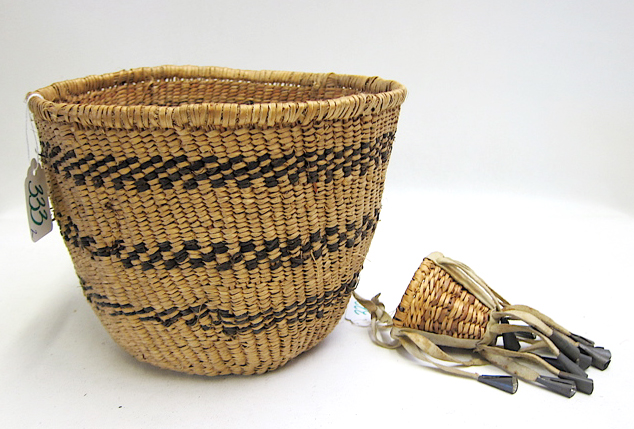 Appraisal: APACHE INDIAN BASKETS two pieces a gathering basket with band