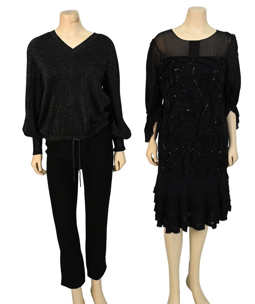 Appraisal: Chanel Beaded Evening Dress Pants and Lurex Top to include