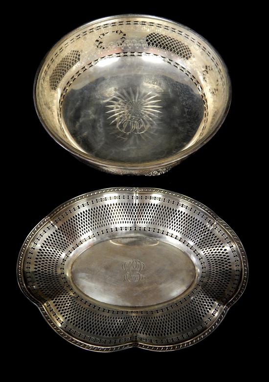 Appraisal: SILVER Two sterling bowls both intricately pierced and monogrammed EB