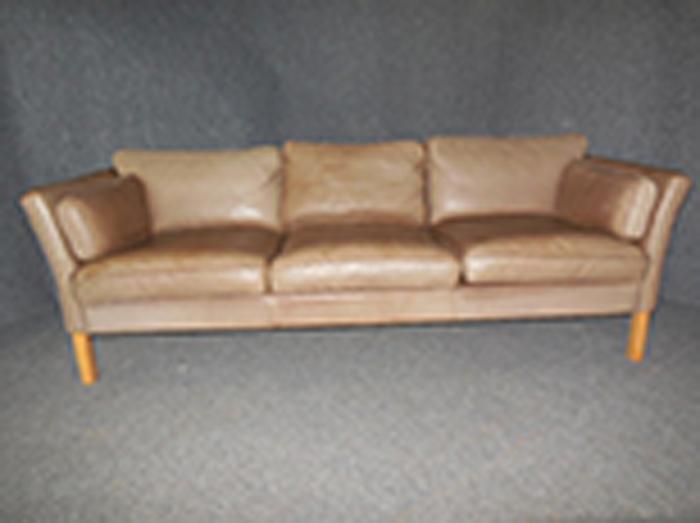 Appraisal: DANISH STOUBY THREE-SEAT GREY LEATHER SOFA back length cm