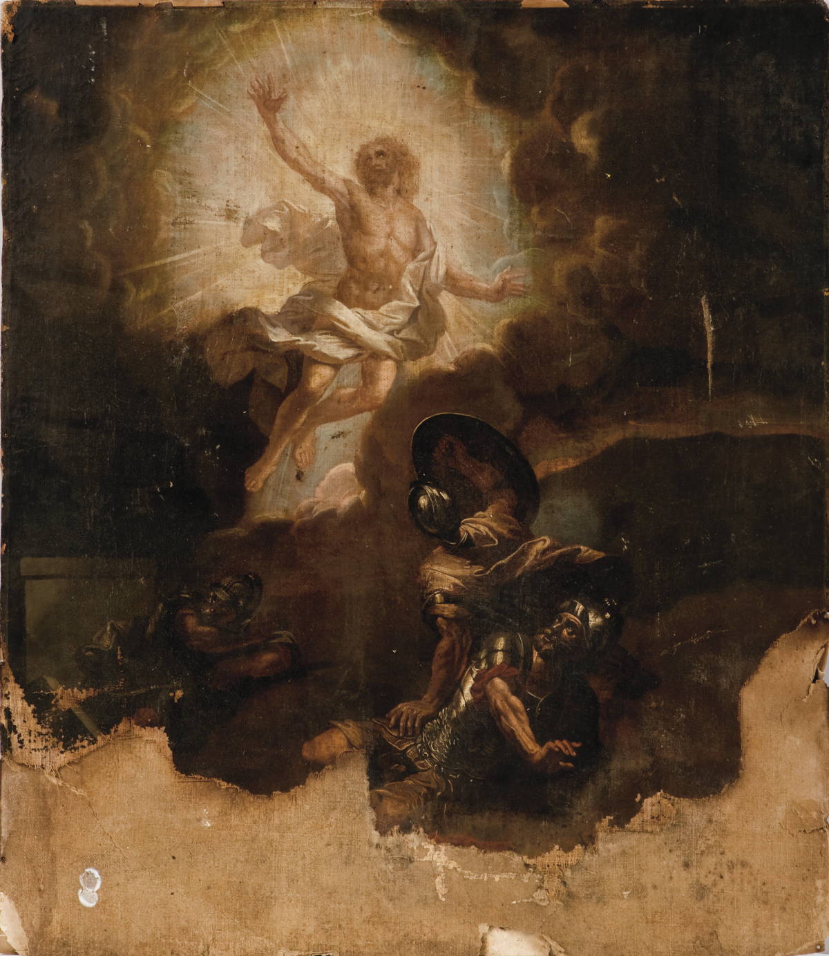 Appraisal: FRAGMENT OF AN OLD MASTER PAINTING OF THE ASCENSION Oil