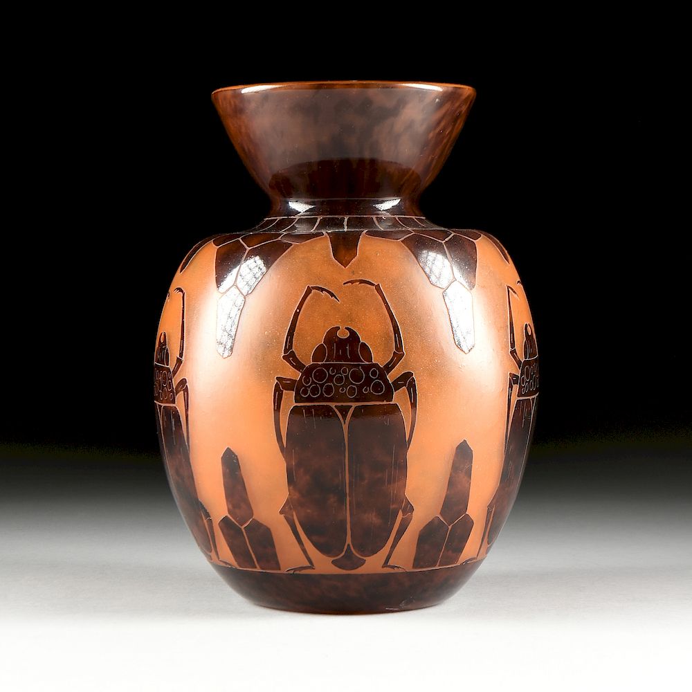 Appraisal: CHARLES SCHNEIDER FRENCH - A CAMEO GLASS VASE Scarab e