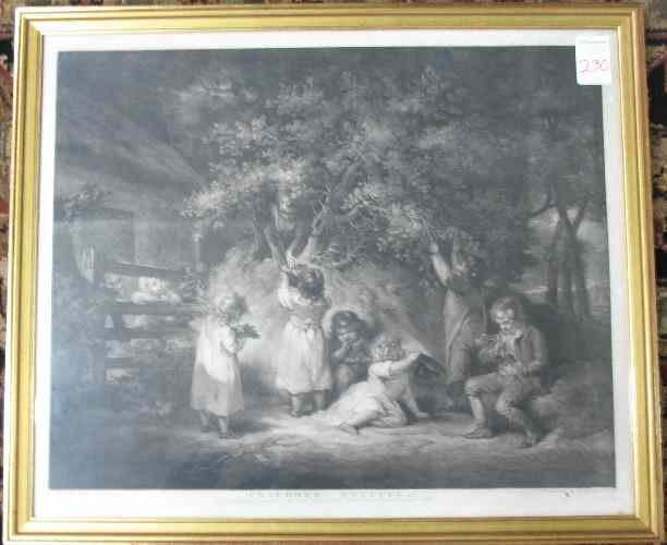 Appraisal: WILLIAM WARD MEZZOTINT British - titled ''Children Nutting'' after a