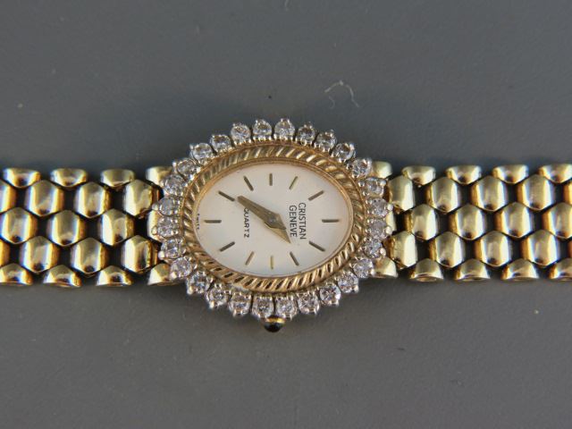 Appraisal: Cristian Geneve Diamond Wristwatch ladies k yellow gold round diamonds