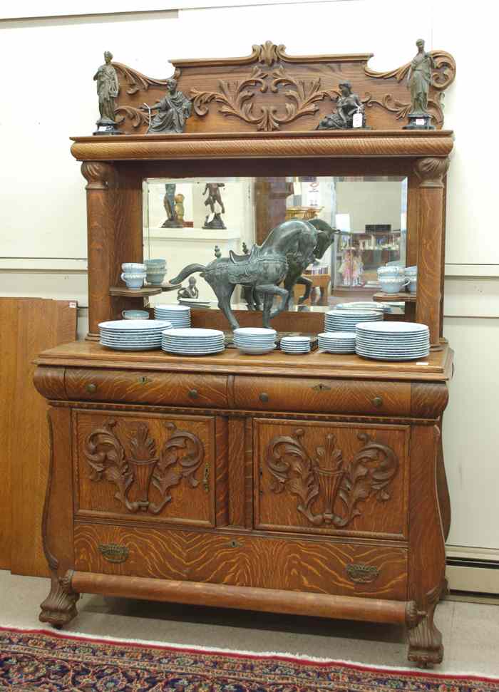 Appraisal: VICTORIAN OAK SIDEBOARD American late th century having a mirror