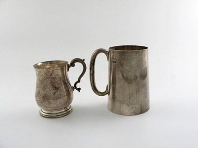 Appraisal: Two modern Sheffield-made mugs one of tapering form by Martin