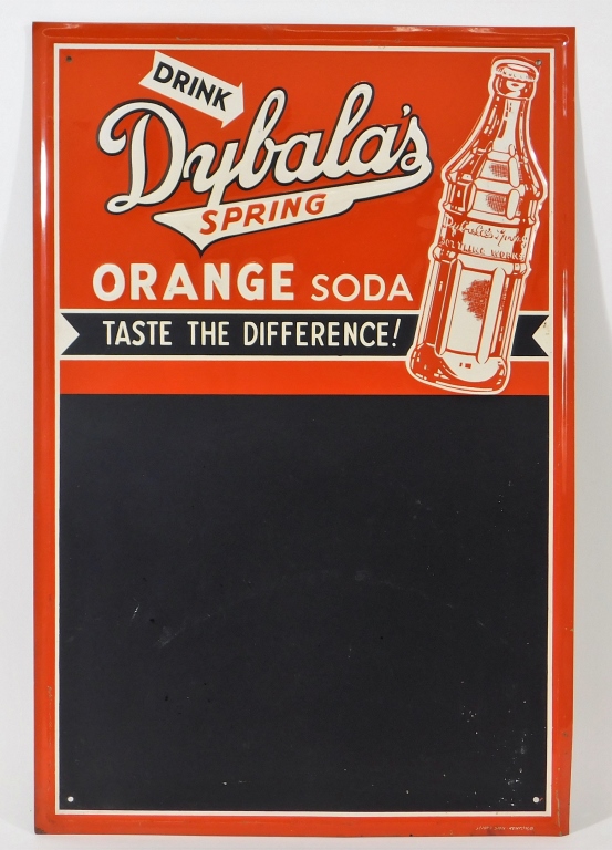 Appraisal: DRINK DYBALA'S SPRING ORANGE SODA TIN SIGN United States th