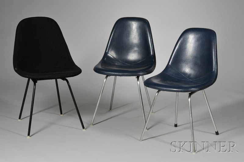 Appraisal: Three Herman Miller Bucket Chairs Fiberglass metal and upholstery Michigan