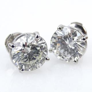 Appraisal: Contemporary Approx Carat Round Brilliant Cut Diamond Ear Studs Diamonds