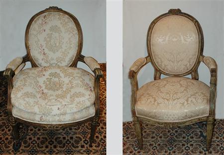 Appraisal: Two Louis XVI Style Painted Fauteuils Estimate nbsp nbsp nbsp