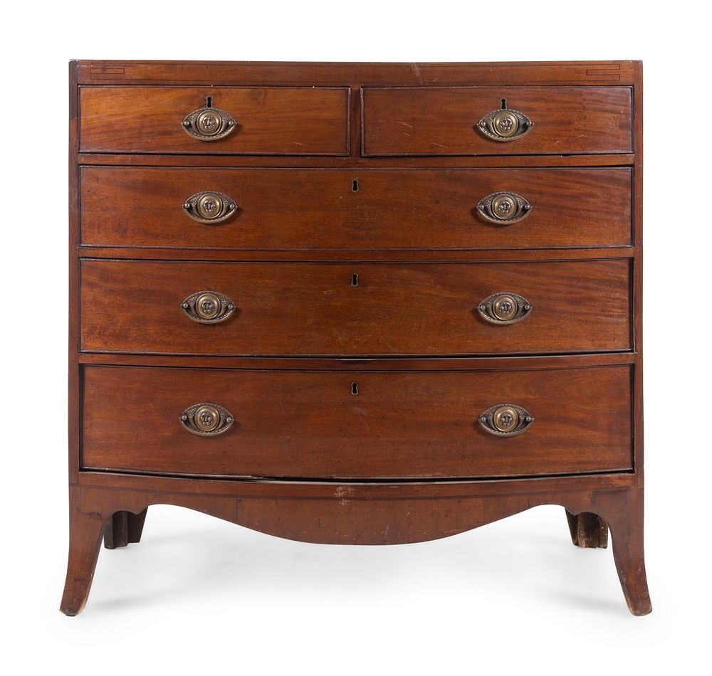 Appraisal: A George III Mahogany Bow-Front Chest of Drawers A George