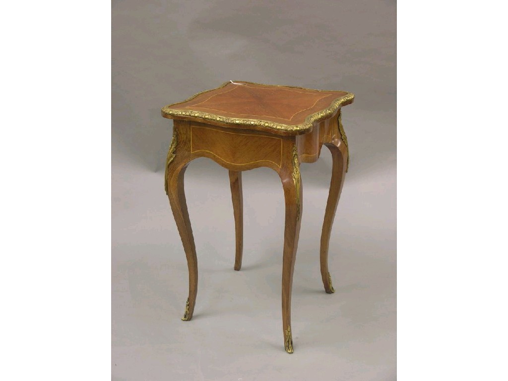 Appraisal: A Louis XV-style mahogany and beech occasional table square serpentine