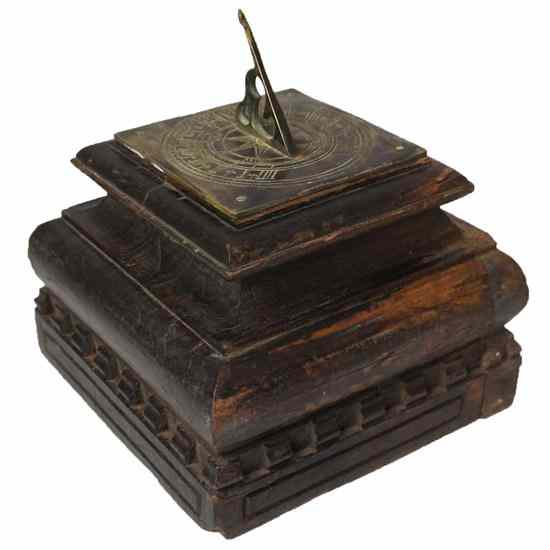 Appraisal: An English Brass Sundial Plate on a Teak Pillar Top