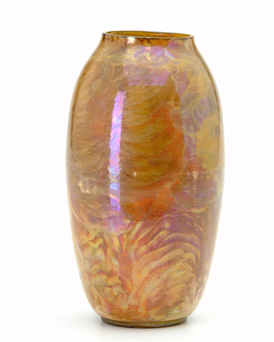 Appraisal: BROUWER Ovoid vase covered in orange gold purple flame-painted vase