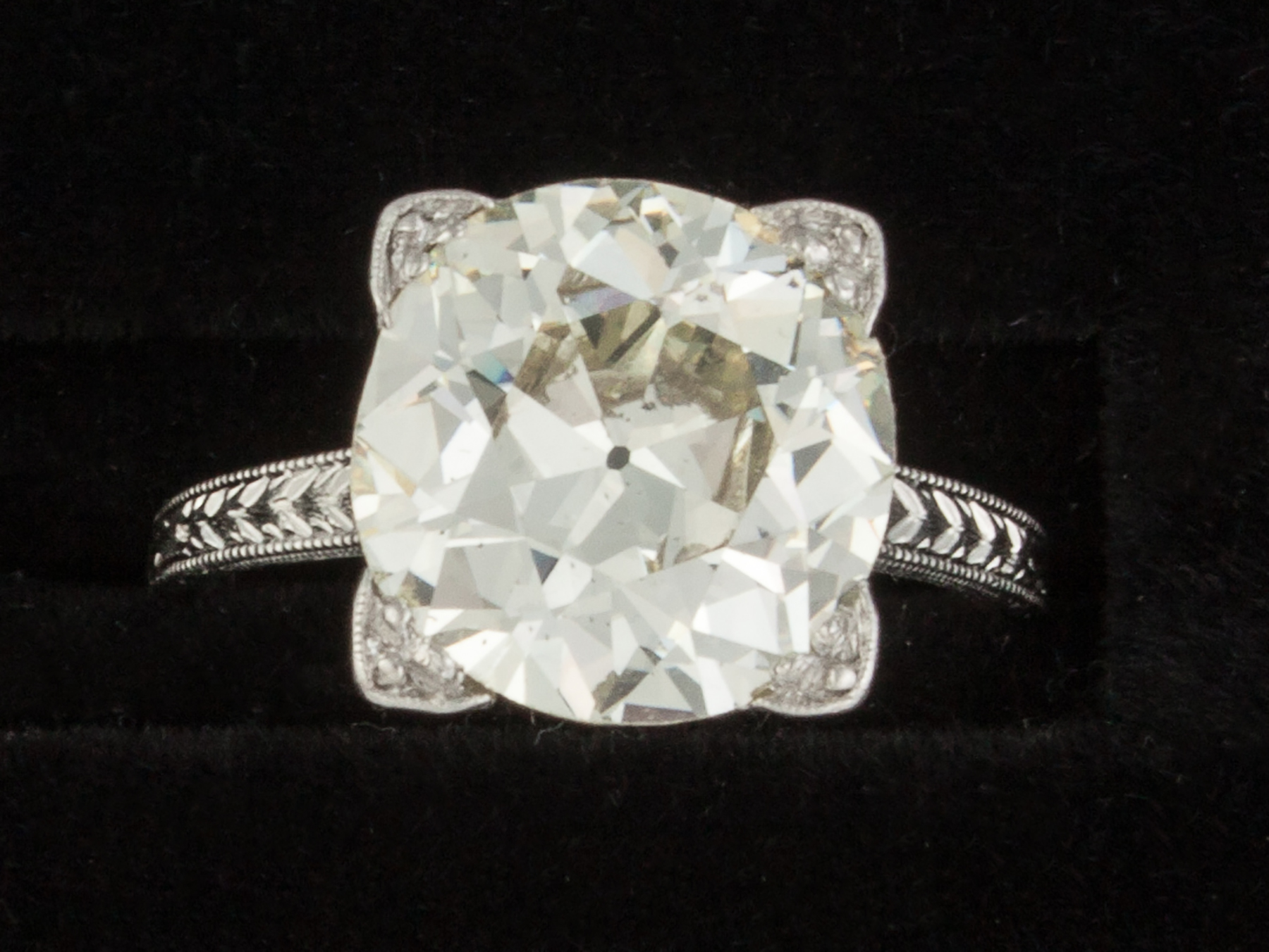 Appraisal: Platinum Antique Style Diamond Solitaire Engagement Ring Old European cut