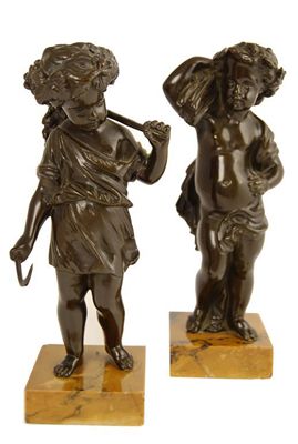 Appraisal: A pair of th century French bronze figures of children