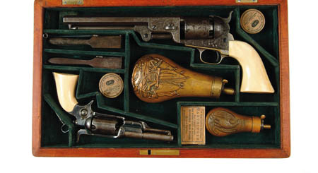 Appraisal: CASED PAIR OF COLT PERCUSSION REVOLVERS Engraved Model Navy Cal