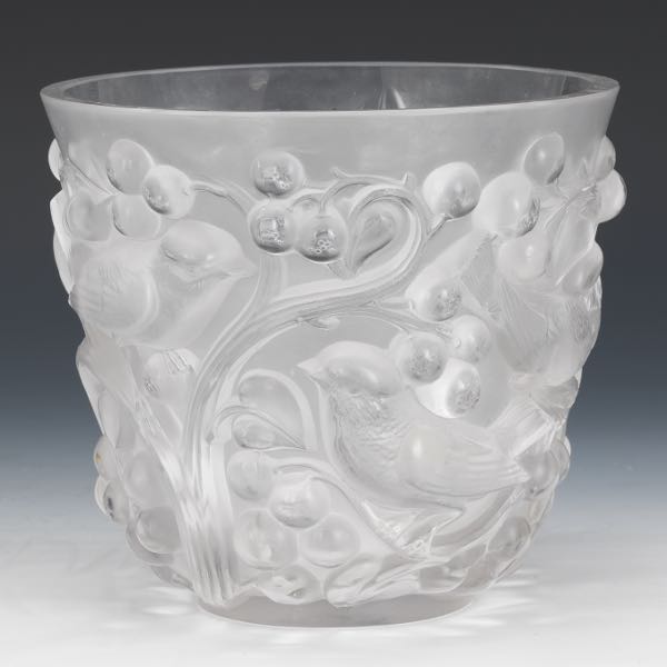 Appraisal: LALIQUE AVALLON VASE - x - A molded glass vase