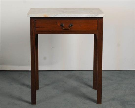 Appraisal: A Marble Top Walnut Single Drawer Stand the unattached white