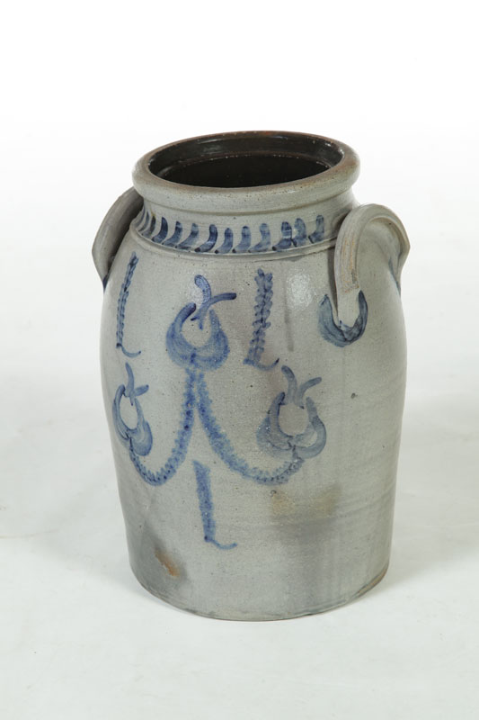 Appraisal: STONEWARE CROCK American nd half- th century Daubed cobalt in