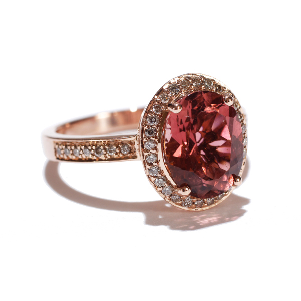 Appraisal: Ladies k rose gold tourmaline and diamond fashion ring size