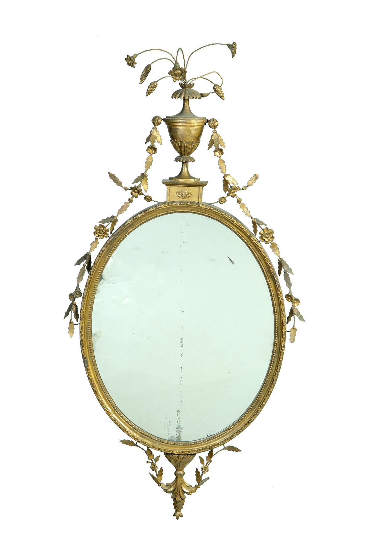 Appraisal: AMERICAN FEDERAL MIRROR Early th century Oval mirror with large