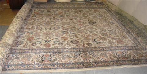 Appraisal: KARASTAN TABIZ WOOL BEIGE DARK BLUE PINK TABRIZ WITH IMAGES