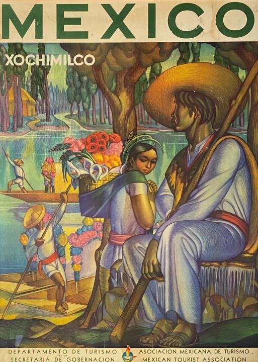 Appraisal: Original Mexico Xochimilco Travel PosterThis poster is rare and we