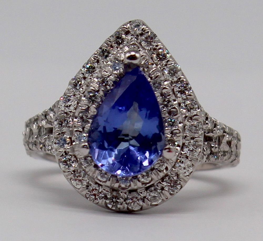 Appraisal: JEWELRY GIA No Tanzanite and Diamond Ring kt white gold