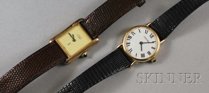 Appraisal: Two Lady's Wristwatches a gold-plated silver Must de Cartier and